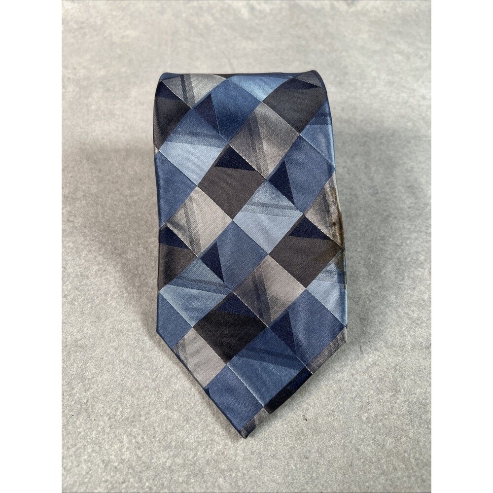 John Ashford Blue Diamond Geometric Pattern Tie